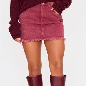 2 SKIRTS FOR THE PRICE OF ONE -- Black + Burgundy Washed Raw Hem Mini Skirt